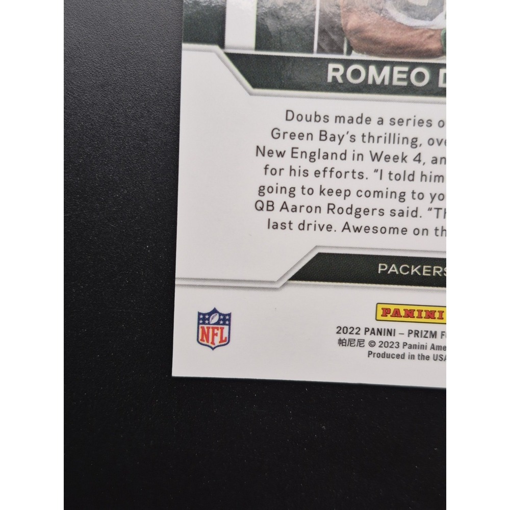 2022 Panini Prizm Romeo Doubs #E-14 Emergent Blue Ice Prizm /99 (RC) Packers - Picture 11 of 11